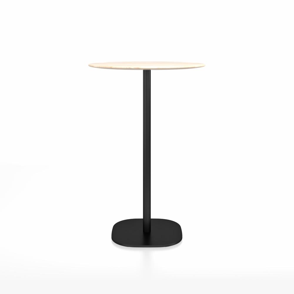 Emeco 2 Inch Flat Base Bar Height Table - Round Top Coffee table Emeco Table Top 30" Black Powder Coated Aluminum Accoya Wood