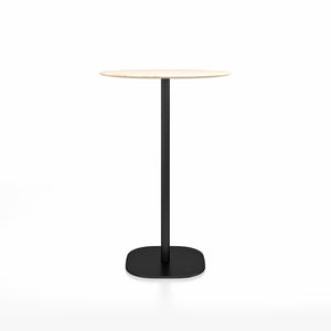 Emeco 2 Inch Flat Base Bar Height Table - Round Top Coffee table Emeco Table Top 30" Black Powder Coated Aluminum Accoya Wood