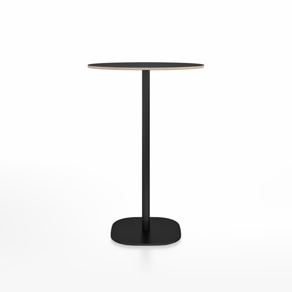 Emeco 2 Inch Flat Base Bar Height Table - Round Top Coffee table Emeco Table Top 30&quot; Black Powder Coated Aluminum Black Laminate Plywood