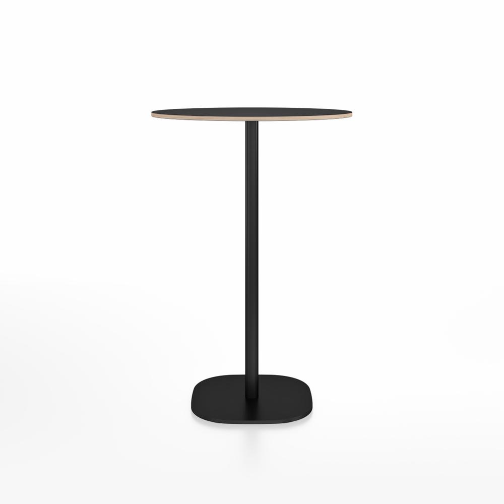 Emeco 2 Inch Flat Base Bar Height Table - Round Top Coffee table Emeco Table Top 30" Black Powder Coated Aluminum Black Laminate Plywood