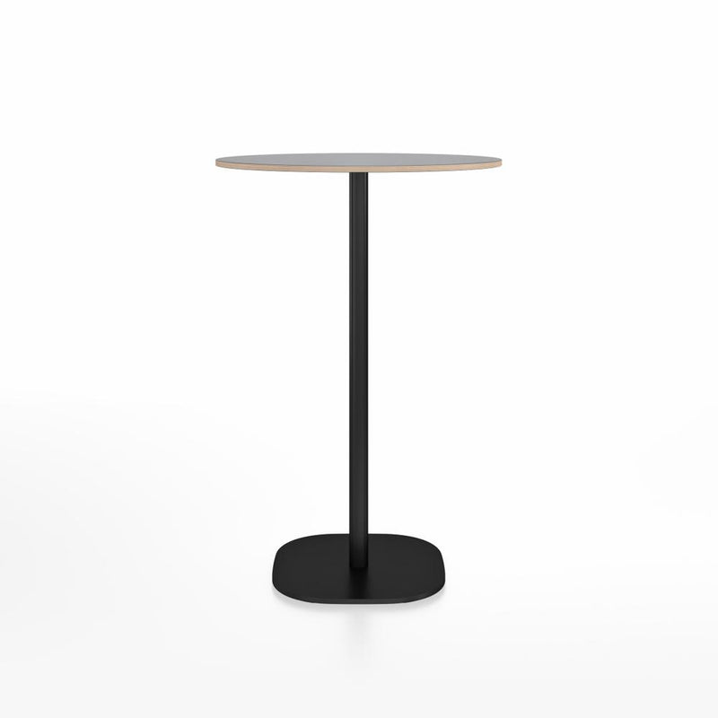 Emeco 2 Inch Flat Base Bar Height Table - Round Top Coffee table Emeco Table Top 30" Black Powder Coated Aluminum Gray Laminate Plywood