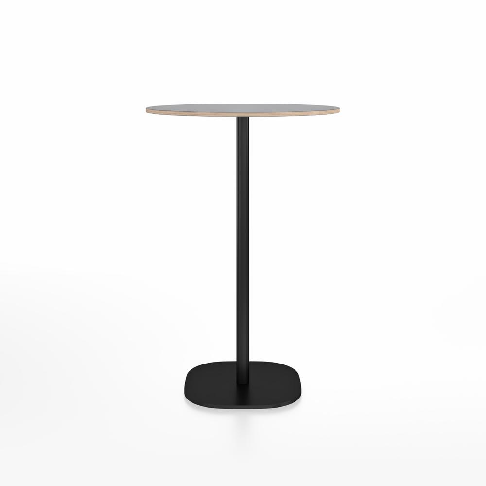 Emeco 2 Inch Flat Base Bar Height Table - Round Top Coffee table Emeco Table Top 30&quot; Black Powder Coated Aluminum Gray Laminate Plywood