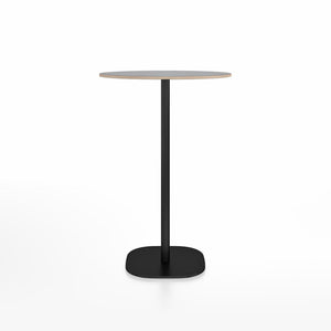 Emeco 2 Inch Flat Base Bar Height Table - Round Top Coffee table Emeco Table Top 30" Black Powder Coated Aluminum Gray Laminate Plywood