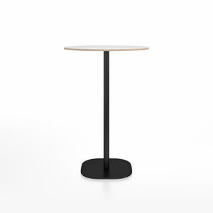 Emeco 2 Inch Flat Base Bar Height Table - Round Top Coffee table Emeco Table Top 30" Black Powder Coated Aluminum White Laminate Plywood