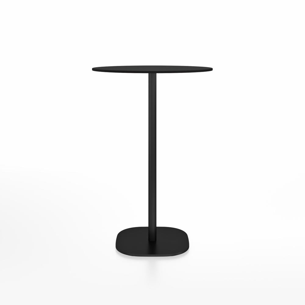 Emeco 2 Inch Flat Base Bar Height Table - Round Top Coffee table Emeco Table Top 30&quot; Black Powder Coated Aluminum Black HPL