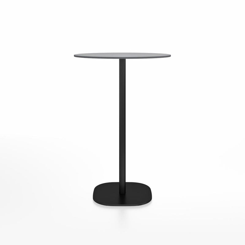 Emeco 2 Inch Flat Base Bar Height Table - Round Top Coffee table Emeco Table Top 30" Black Powder Coated Aluminum Gray HPL