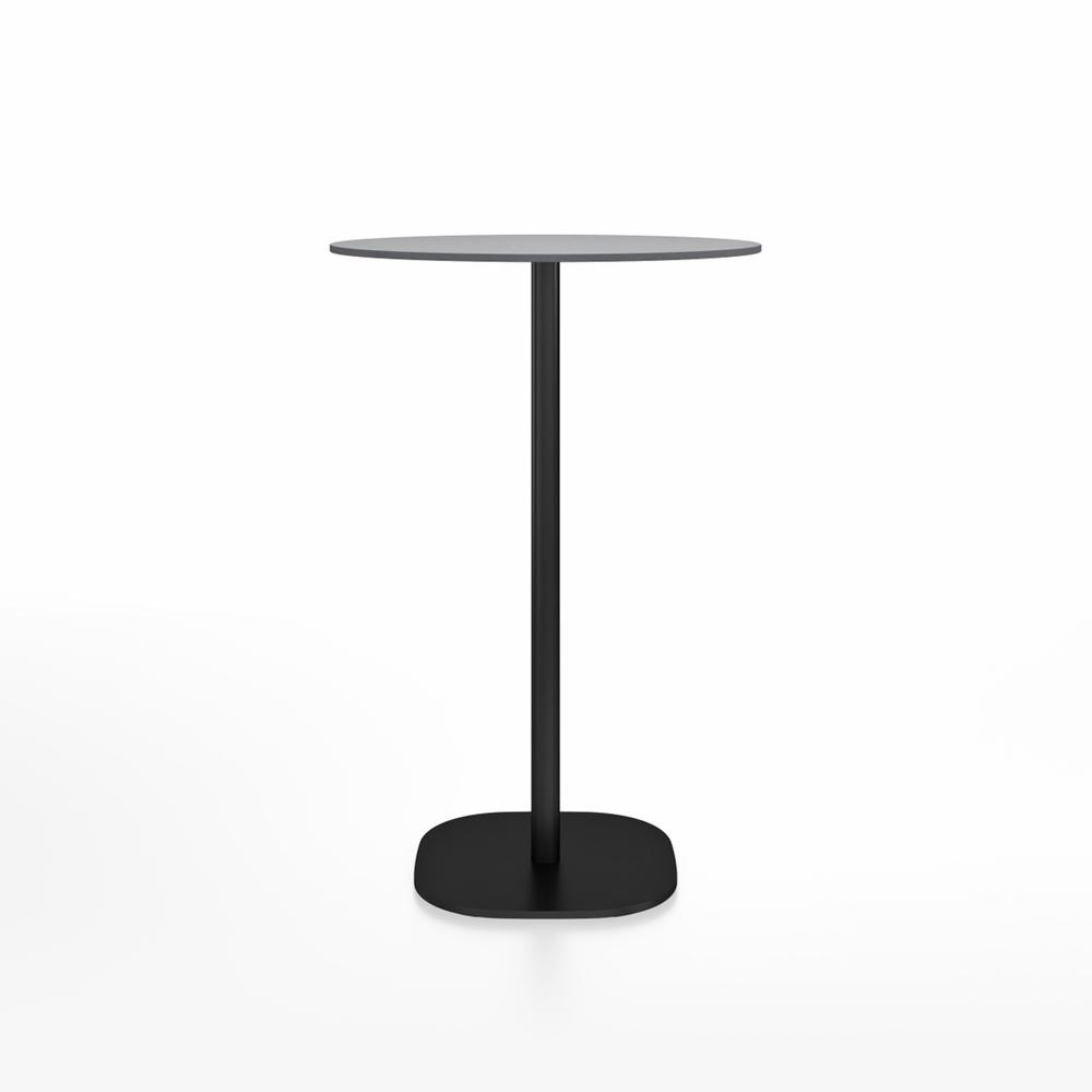 Emeco 2 Inch Flat Base Bar Height Table - Round Top Coffee table Emeco Table Top 30" Black Powder Coated Aluminum Gray HPL