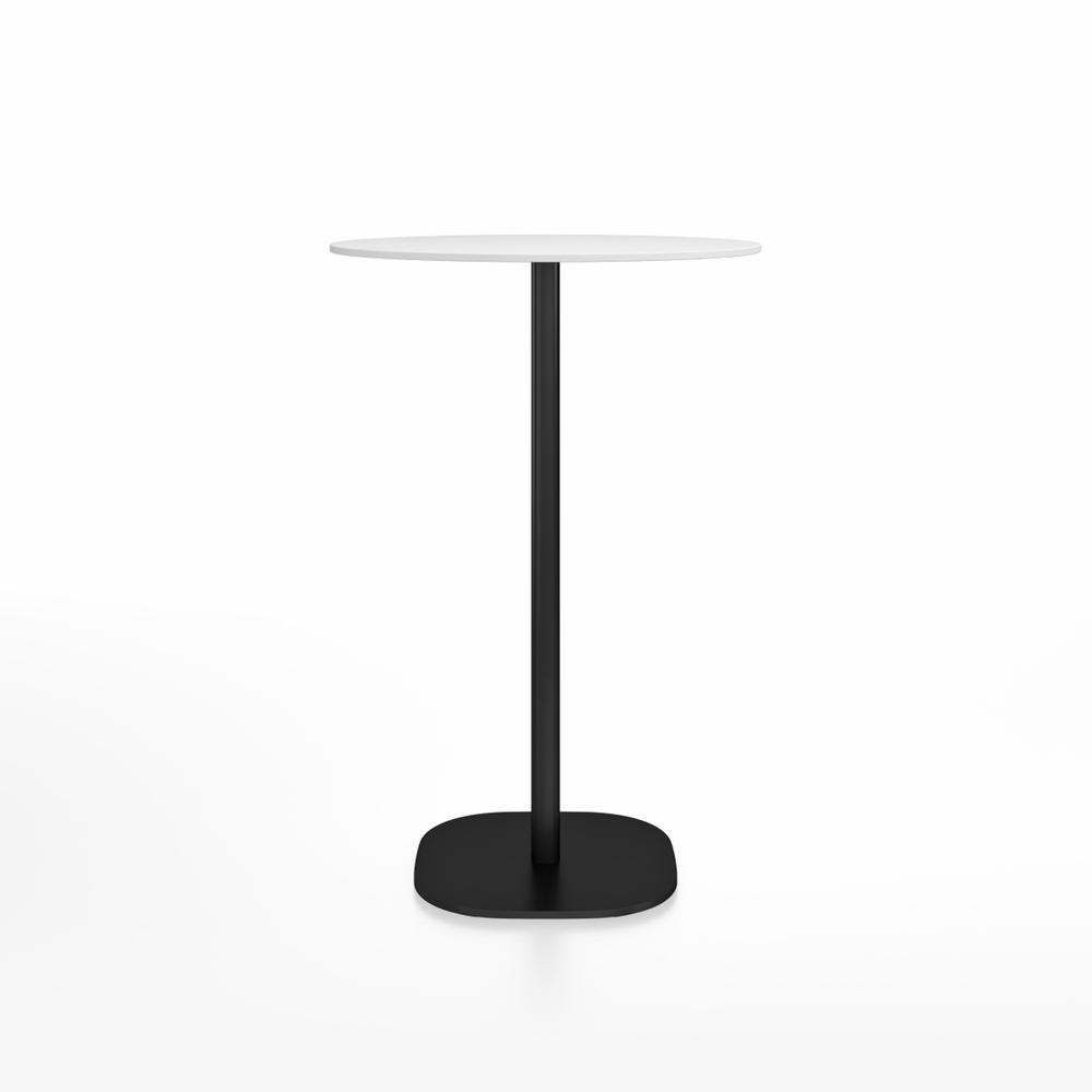 Emeco 2 Inch Flat Base Bar Height Table - Round Top Coffee table Emeco Table Top 30&quot; Black Powder Coated Aluminum White HPL