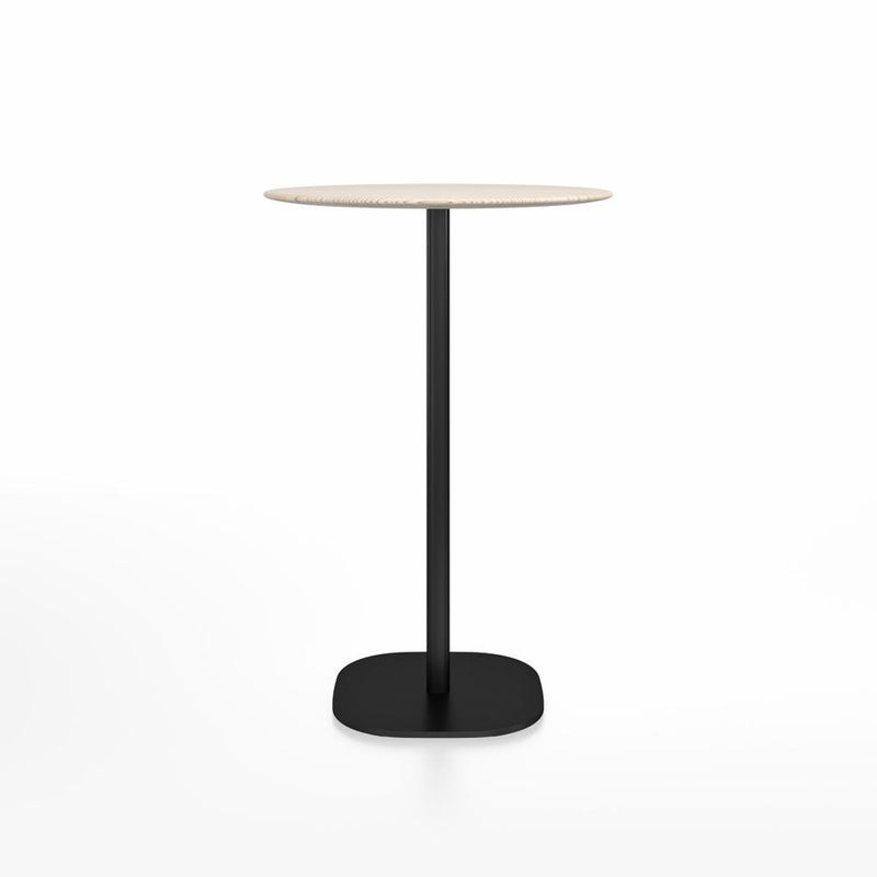 Emeco 2 Inch Flat Base Bar Height Table - Round Top Coffee table Emeco Table Top 30" Black Powder Coated Aluminum Ash Wood