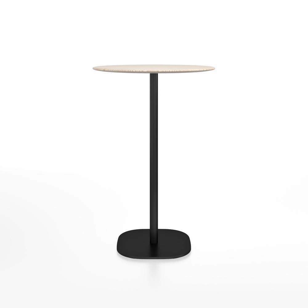 Emeco 2 Inch Flat Base Bar Height Table - Round Top Coffee table Emeco Table Top 30" Black Powder Coated Aluminum Ash Wood