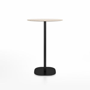 Emeco 2 Inch Flat Base Bar Height Table - Round Top Coffee table Emeco Table Top 30" Black Powder Coated Aluminum Ash Wood