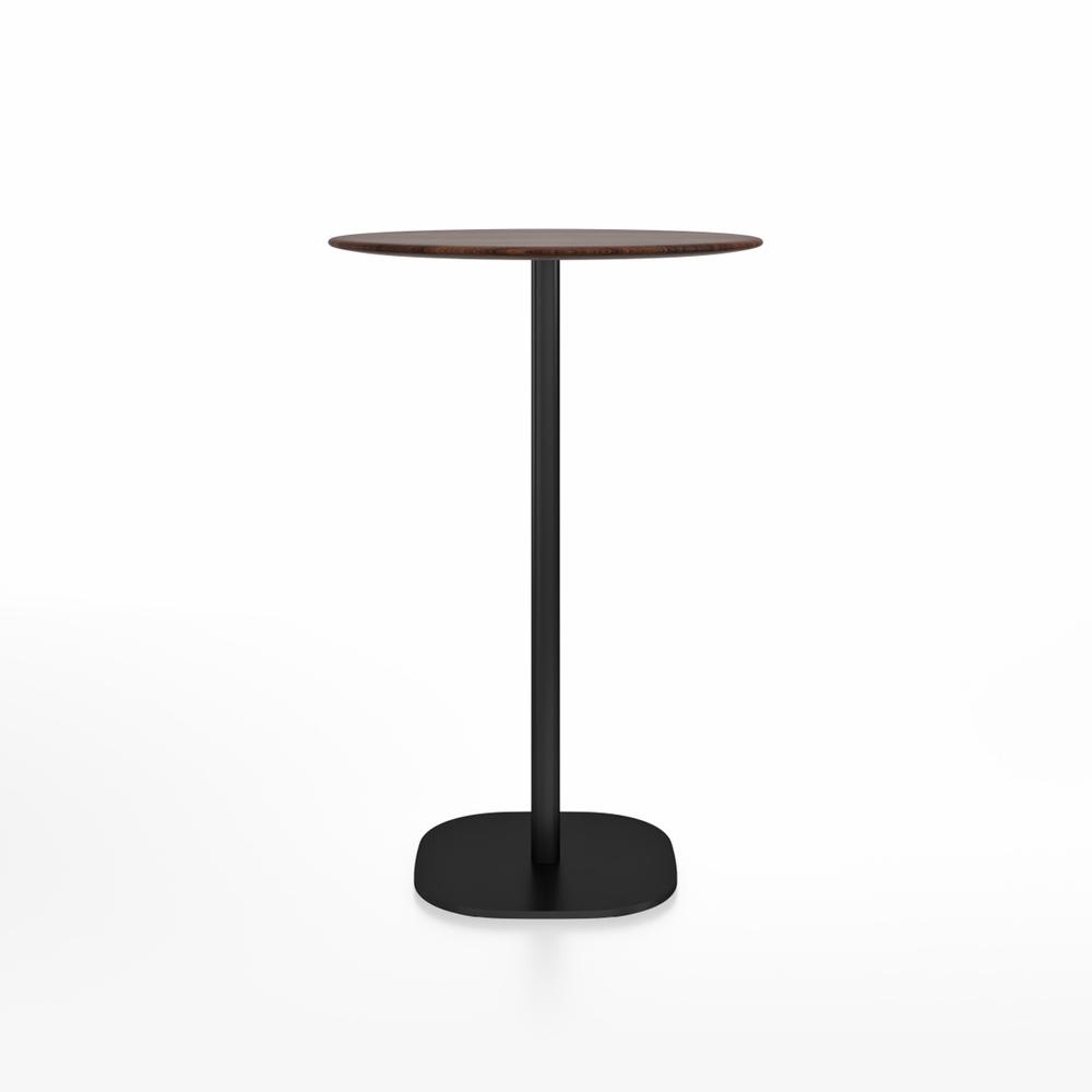 Emeco 2 Inch Flat Base Bar Height Table - Round Top Coffee table Emeco Table Top 30" Black Powder Coated Aluminum Walnut Wood