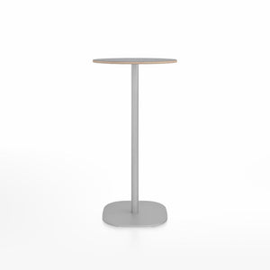 Emeco 2 Inch Flat Base Bar Height Table - Round Top Coffee table Emeco Table Top 24" Brushed Aluminum Gray Laminate Plywood