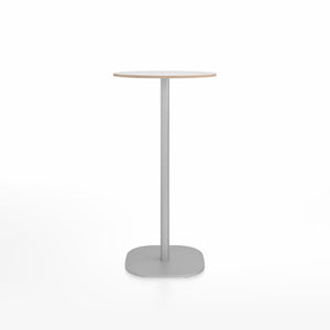 Emeco 2 Inch Flat Base Bar Height Table - Round Top Coffee table Emeco Table Top 24" Brushed Aluminum White Laminate Plywood