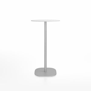 Emeco 2 Inch Flat Base Bar Height Table - Round Top Coffee table Emeco Table Top 24" Brushed Aluminum White HPL