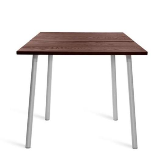 Emeco Run Table 32&quot; table Emeco Clear Aluminum Frame - Walnut Top Finish 