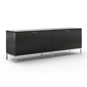 Florence Knoll Credenza - 4 Position with Cabinets storage Knoll Polished Chrome Ebonized Oak Nero Marquina Shiny