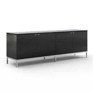 Florence Knoll Credenza - 4 Position with Cabinets storage Knoll Polished Chrome Ebonized Oak Nero Marquina Shiny