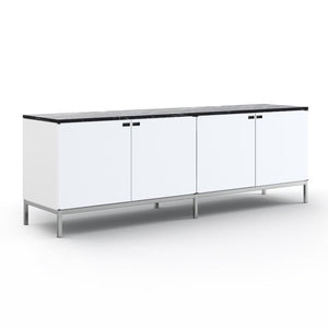 Florence Knoll Credenza - 4 Position with Cabinets storage Knoll Polished Chrome White Lacquer Nero Marquina Shiny