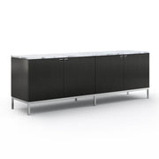 Florence Knoll Credenza - 4 Position with Cabinets storage Knoll Polished Chrome Ebonized Oak Arabescato Satin