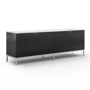 Florence Knoll Credenza - 4 Position with Cabinets storage Knoll Polished Chrome Ebonized Oak Carrara Shiny