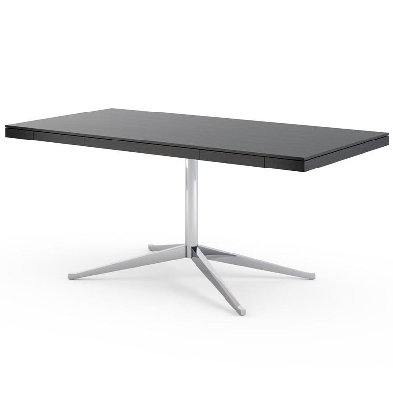 Florence Knoll Model 2485 Executive Desk Desk's Knoll Polished Chrome Ebonized Oak 