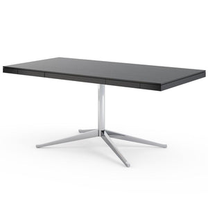 Florence Knoll Model 2485 Executive Desk Desk's Knoll Polished Chrome Ebonized Oak 