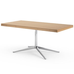Florence Knoll Model 2485 Executive Desk Desk's Knoll Polished Chrome Natural Oak 