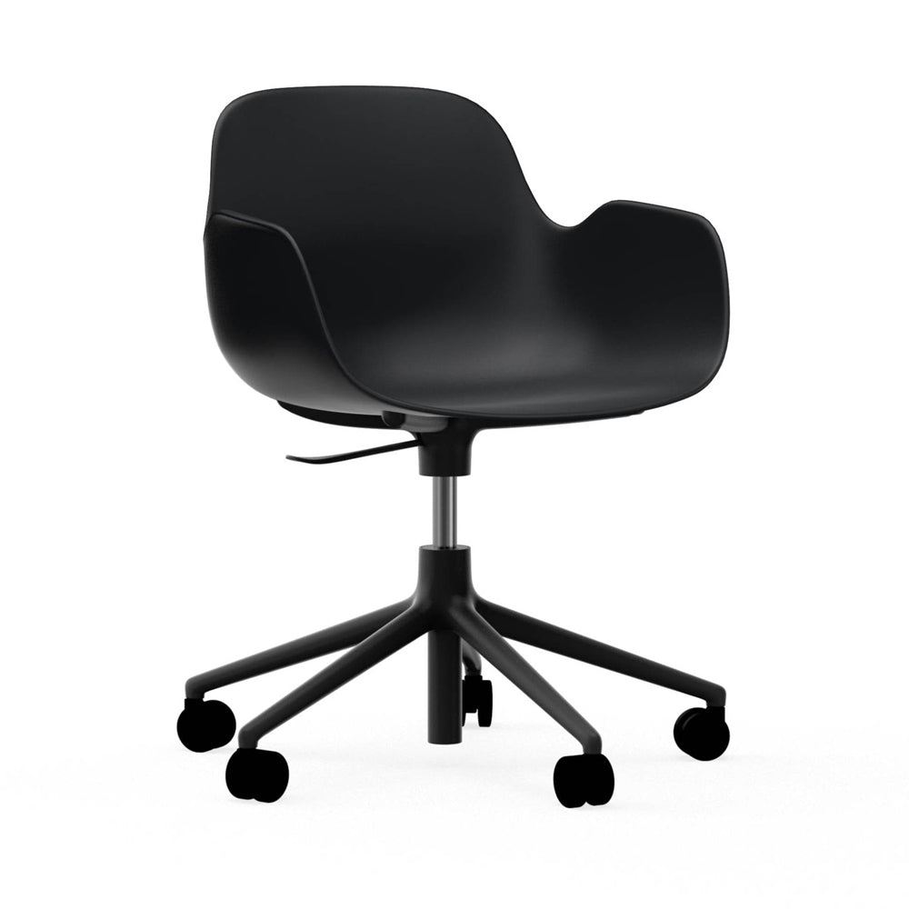 Form Armchair Swivel 5W Gaslift Chairs Normann Copenhagen Black Aluminum Black 