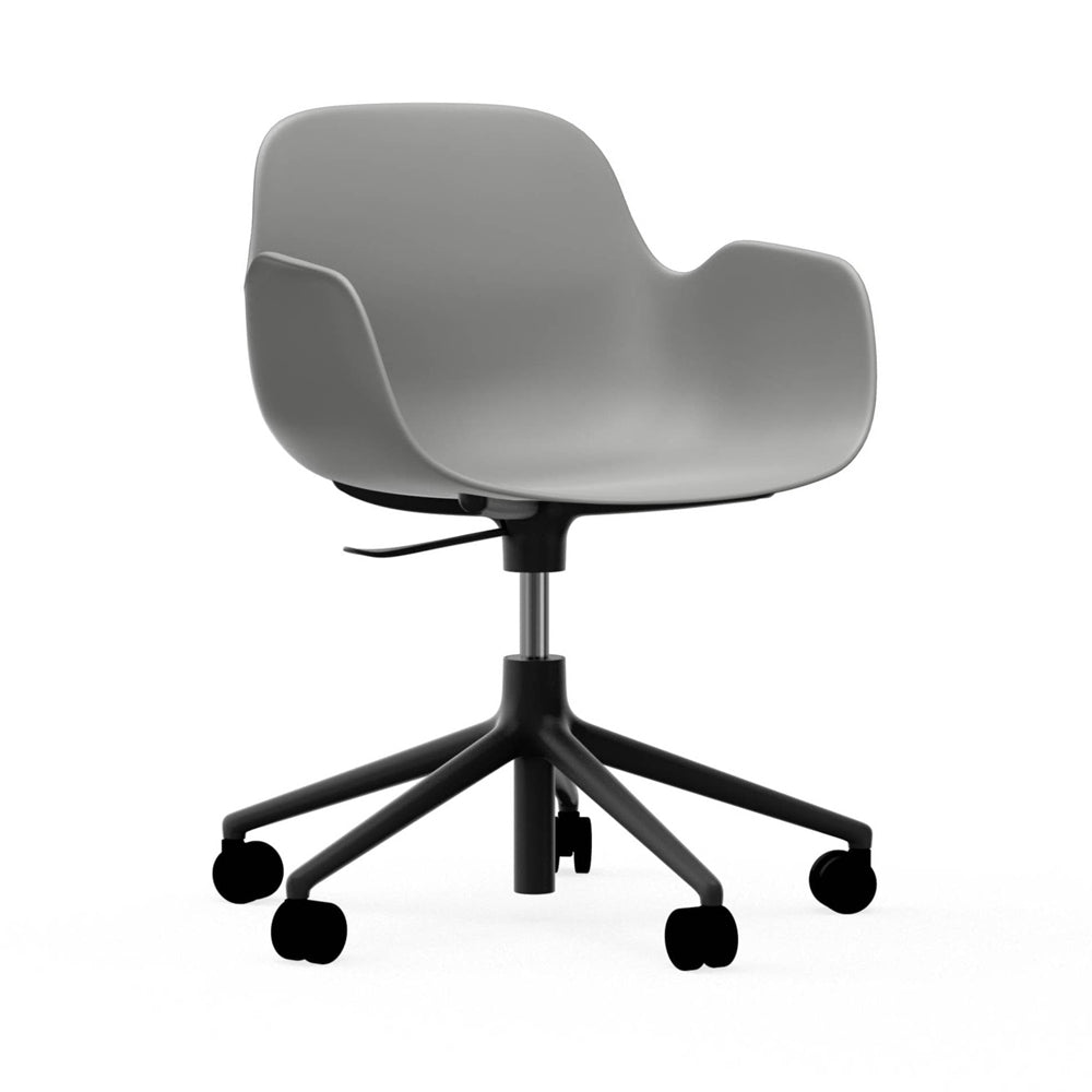 Form Armchair Swivel 5W Gaslift Chairs Normann Copenhagen Black Aluminum Grey 