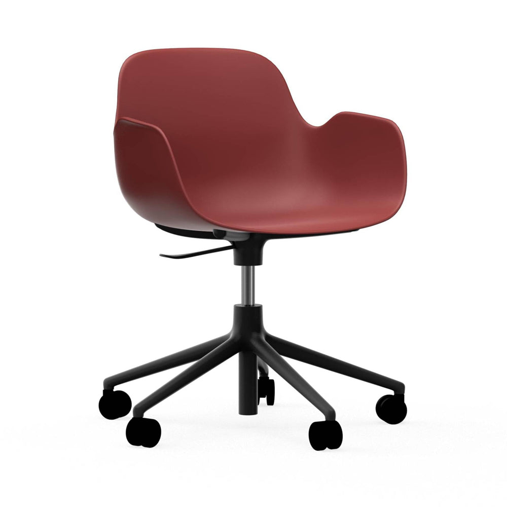 Form Armchair Swivel 5W Gaslift Chairs Normann Copenhagen Black Aluminum Red 