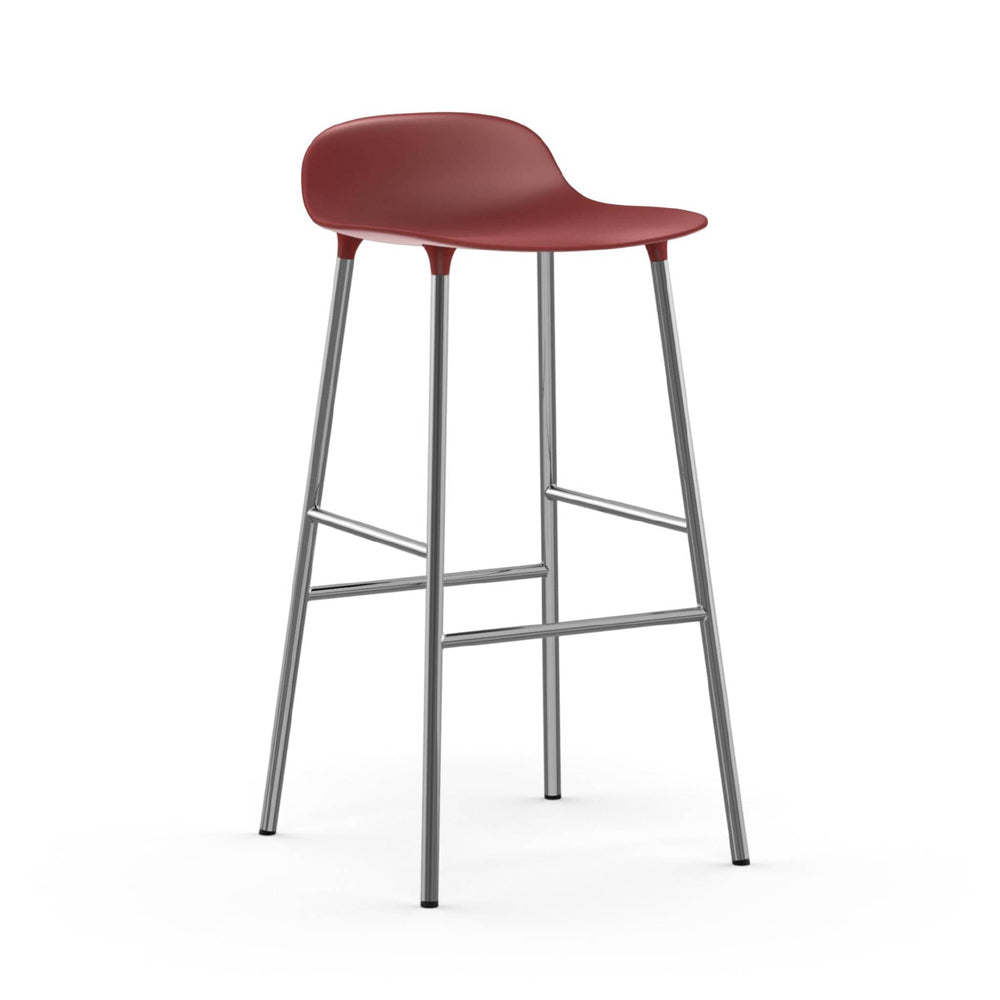 Form Bar/Counter Stool Stools Normann Copenhagen Bar Height: 29.5" Red Chrome