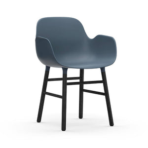 Form Wood Base Armchair Chairs Normann Copenhagen Black Lacquered Wood Blue 