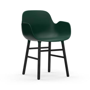 Form Wood Base Armchair Chairs Normann Copenhagen Black Lacquered Wood Green 