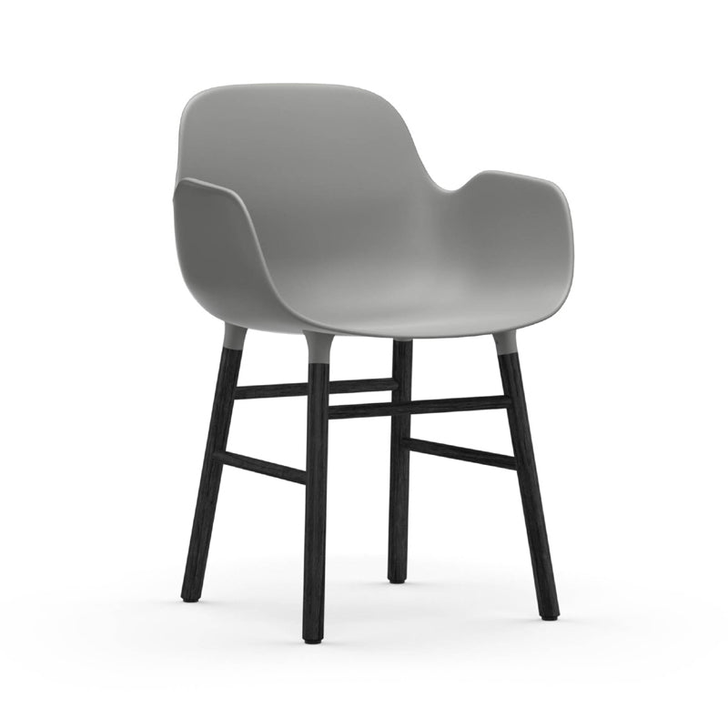 Form Wood Base Armchair Chairs Normann Copenhagen Black Lacquered Wood Grey 