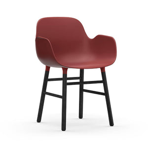 Form Wood Base Armchair Chairs Normann Copenhagen Black Lacquered Wood Red 