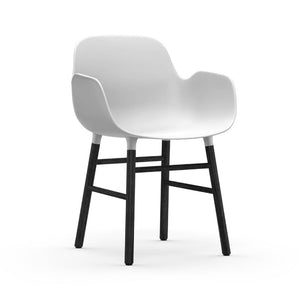 Form Wood Base Armchair Chairs Normann Copenhagen Black Lacquered Wood White 