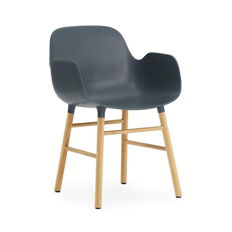 Form Wood Base Armchair Chairs Normann Copenhagen Oak Blue 