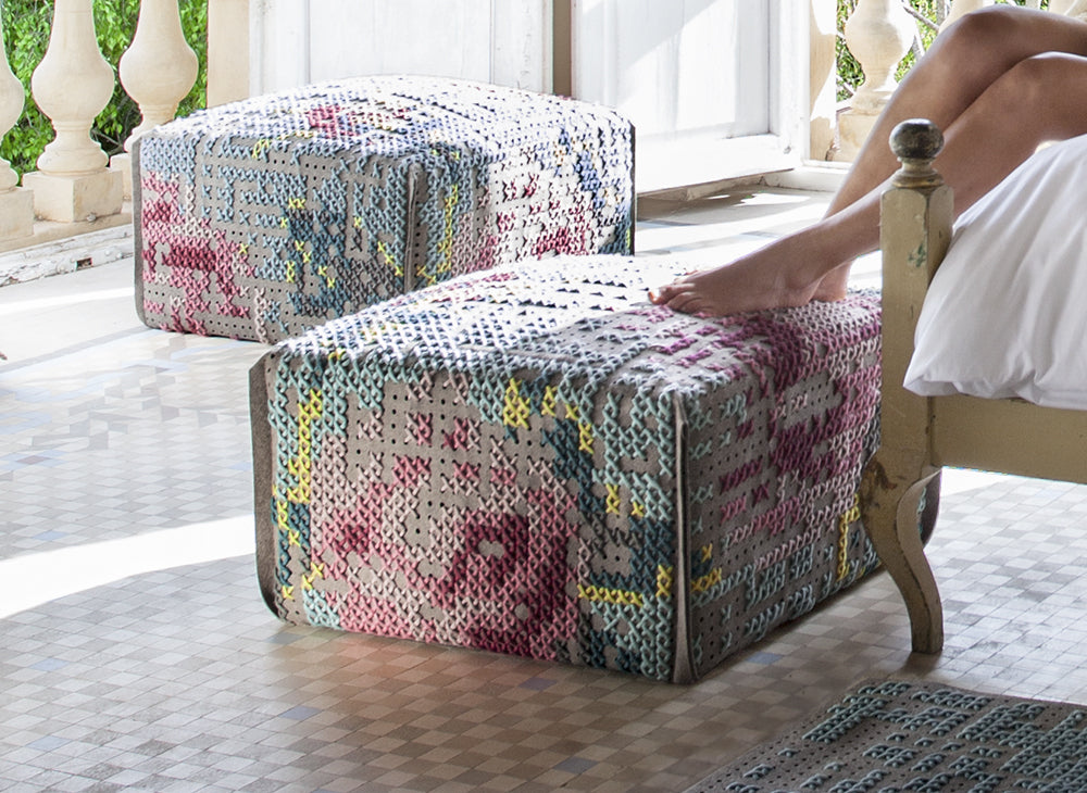 Canevas Spaces Square Pouf Pouf Gan 