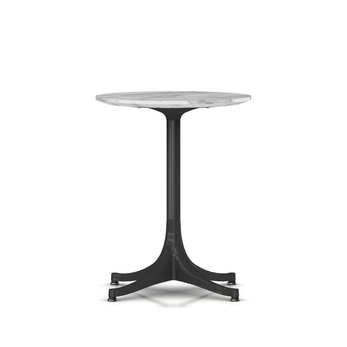 Nelson Pedestal Table Outdoor Outdoors herman miller 21 1/2" high x 17" diameter Graphite Satin Base Georgia Grey Marble Top