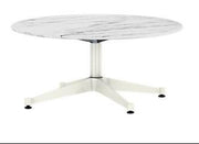 Eames Table Contract Base Round Outdoor 36" Dia. Outdoors herman miller 28 1/2-inches high Georgia Grey Marble Top White Base