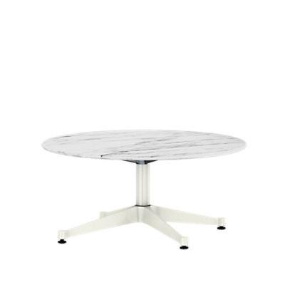 Eames Table Contract Base Round Outdoor 36" Dia. Outdoors herman miller 28 1/2-inches high Georgia Grey Marble Top White Base