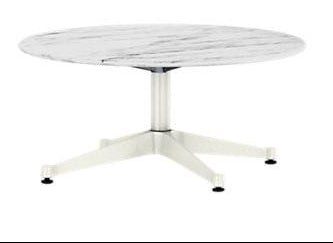 Eames Table Contract Base Round Outdoor 36" Dia. Outdoors herman miller 28 1/2-inches high Georgia Grey Marble Top White Base