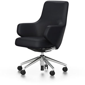 Grand Executive Lowback Chair task chair Vitra Leather Premium - Nero +$930 Hard castors for carpet 