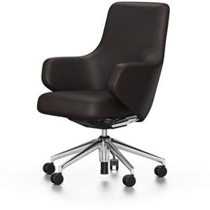 Grand Executive Lowback Chair task chair Vitra Leather - Chocolate Hard castors for carpet 