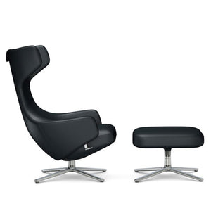 Grand Repos Lounge Chair & Ottoman lounge chair Vitra 16.1-Inch Polished Leather Contrast - Asphalt - 67 +$970.00