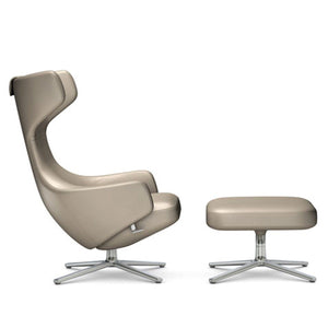 Grand Repos Lounge Chair & Ottoman lounge chair Vitra 16.1-Inch Polished Leather Contrast - Sand - 71 +$970.00