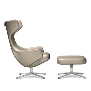 Grand Repos Lounge Chair & Ottoman lounge chair Vitra 18.1-Inch Polished Leather Contrast - Sand - 71 +$970.00