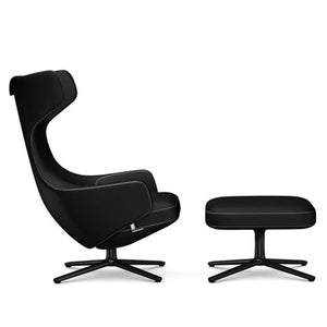 Grand Repos Lounge Chair & Ottoman lounge chair Vitra 16.1-Inch Basic Dark Cosy Contrast - Merino Black - 11