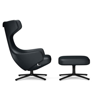 Grand Repos Lounge Chair & Ottoman lounge chair Vitra 16.1-Inch Basic Dark Leather Contrast - Asphalt - 67 +$970.00